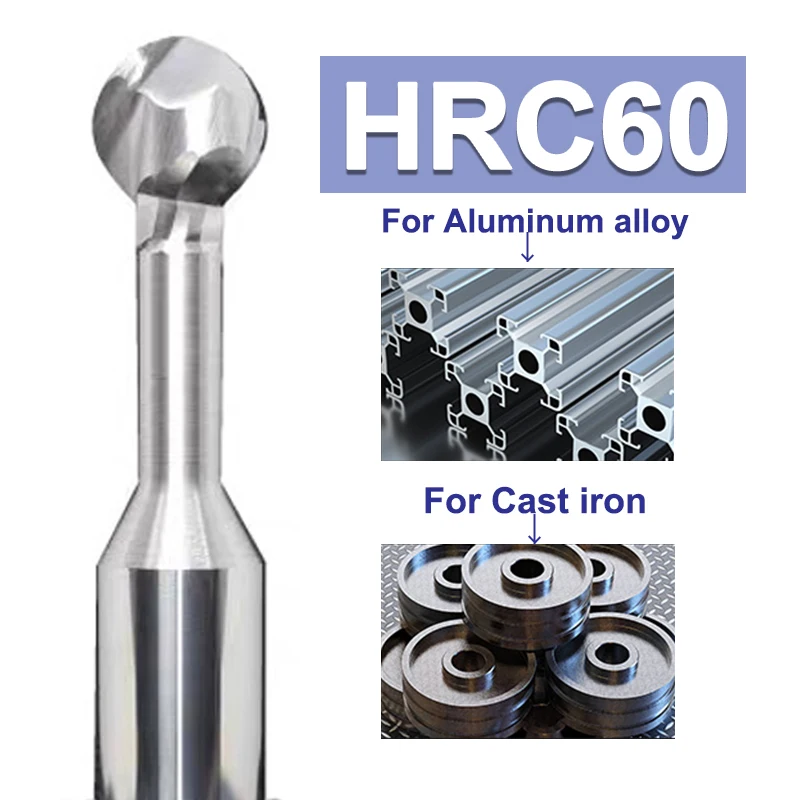 Ball T-shaped Arc Mill, Lollipop End Mill, Solid Carbide 3D CNC