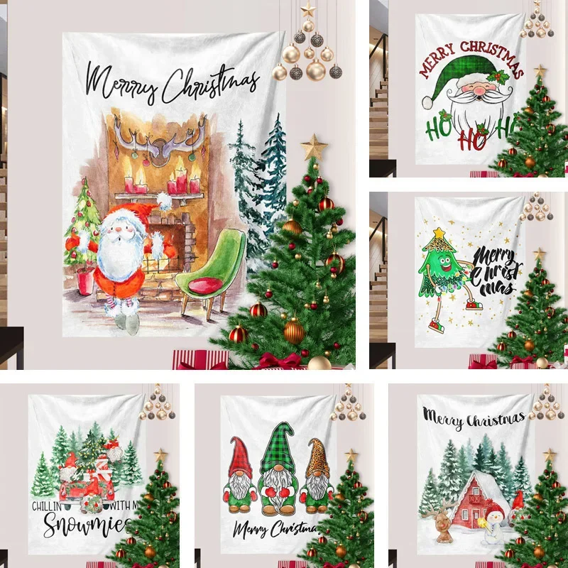 

Cross-border Christmas Snowman Background Cloth Tree Wall Hanging Amazon Tapestry