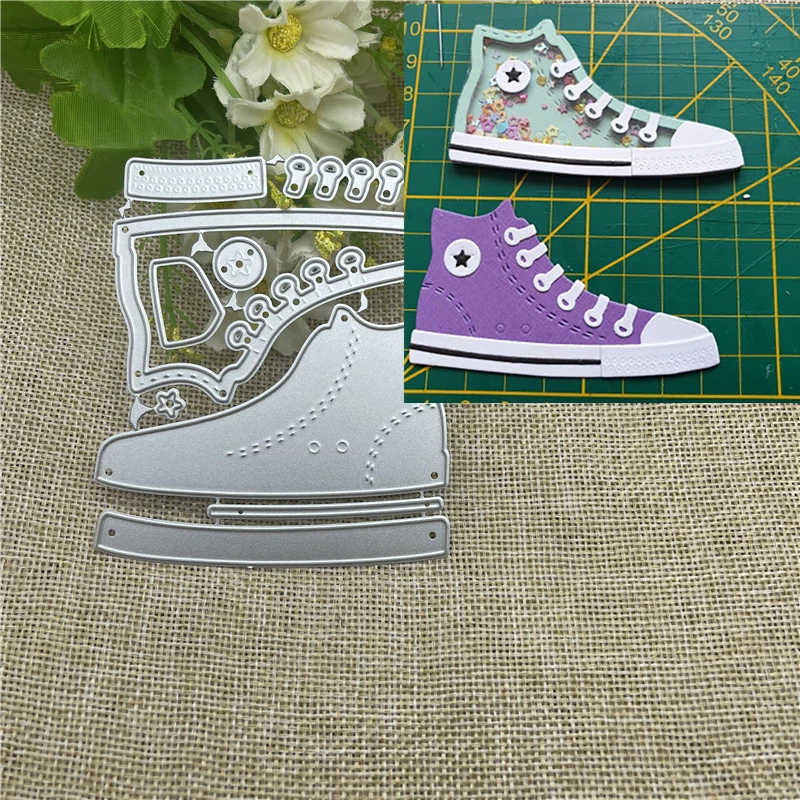 Plantillas para troqueles de Metal, marco de fondo en 3D bonitas de zapatillas, para bricolaje, álbum de recortes, plantilla decorativa para en relieve| | - AliExpress