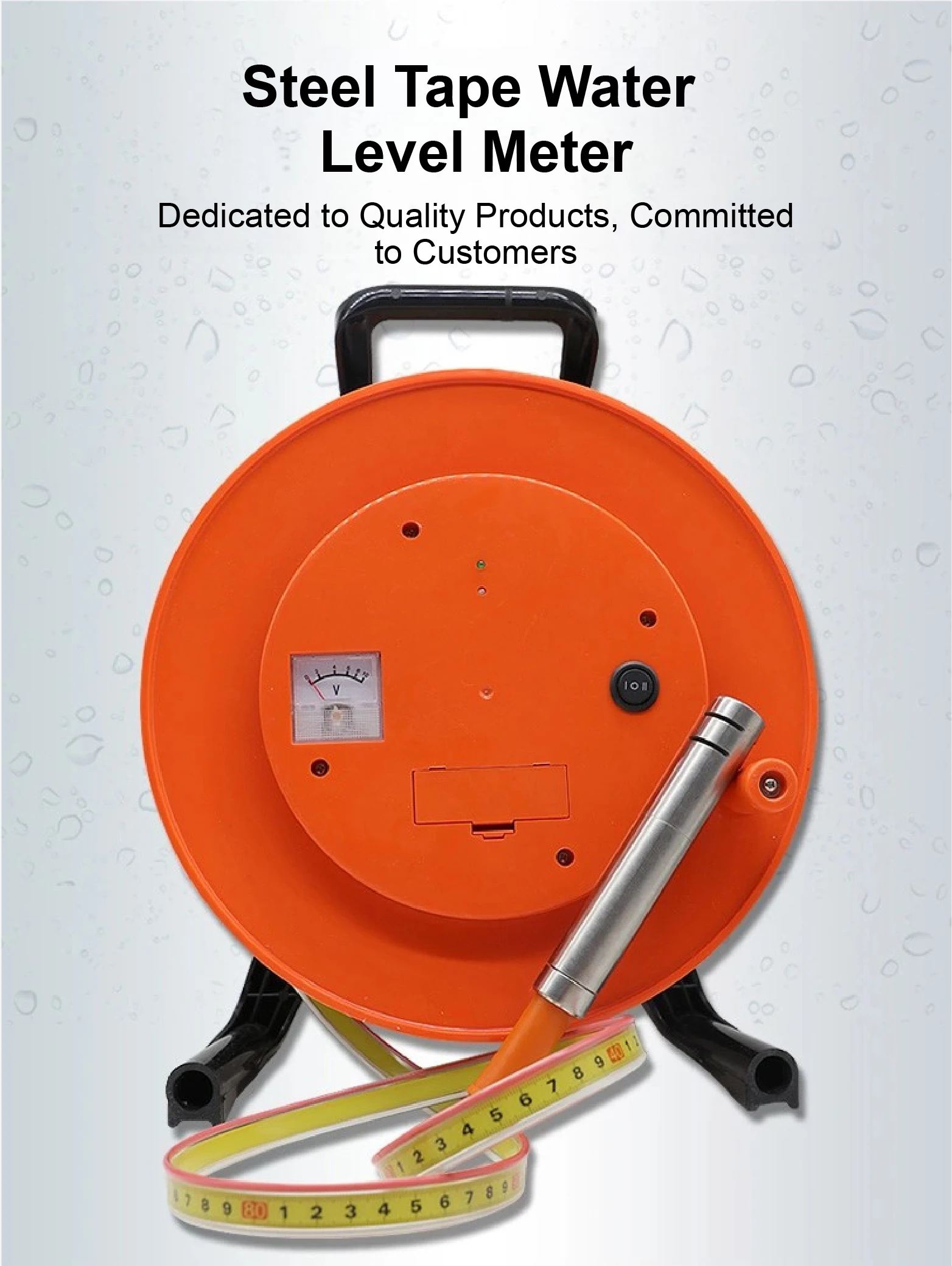 Red Steel Ruler Water Level Meter 10M-150M Electric Water Depth Gauge Buzzer Ala