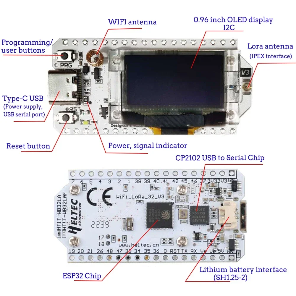 2Sets ESP32 LoRa V3 Entwicklung Board 868MHz-915MHz SX1262 0,96 Inch OLED Display BT + WIFI lora Kit für Arduino IOT Smart Home