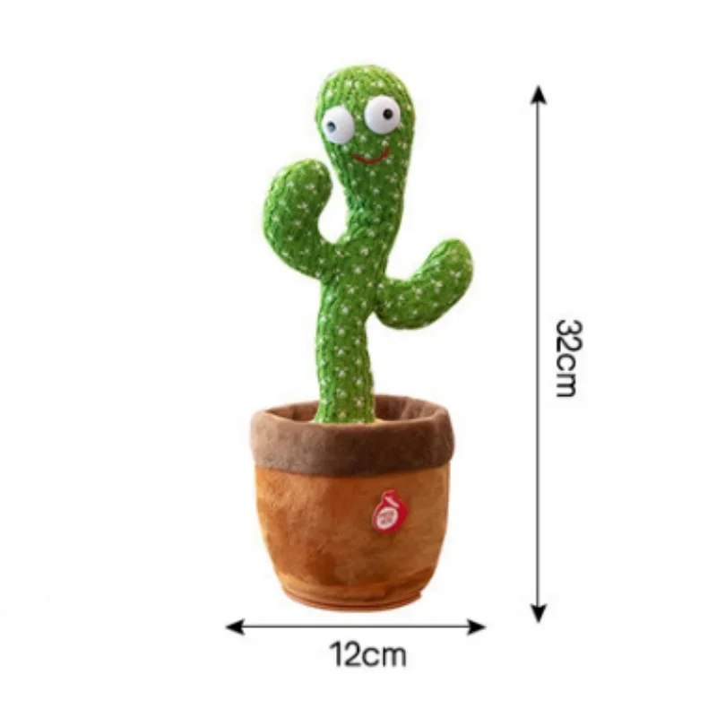 Plush Toys Dancing Cactus Toy Electric Interactive Toy Dancing Cactus 120 Song Speaker Talking USB Voice Repeat Plush Cactu Dancer Toy Talk Plushie Stuffed Toys For Kids Gift