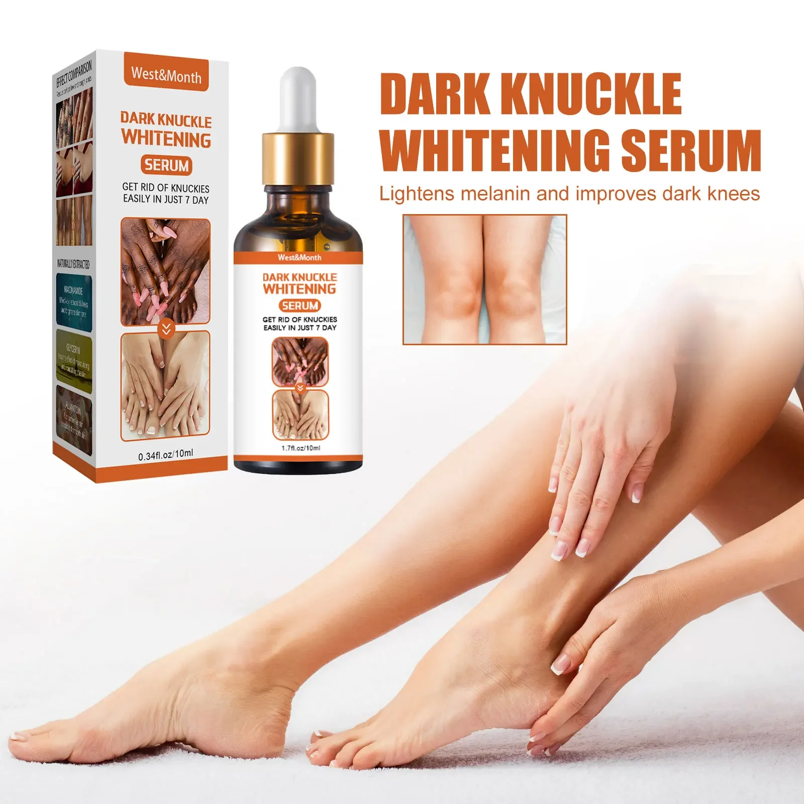 Body Whitening Serum Oil Joint De-blackening Lighten Melanin Knee Ankle Corner Brighten Corrector Skin Rejuvenation Bleach knee immobilizer kafo hinged knee ankle foot orthosis support lower limbs brace knee joint fracture leg bracket