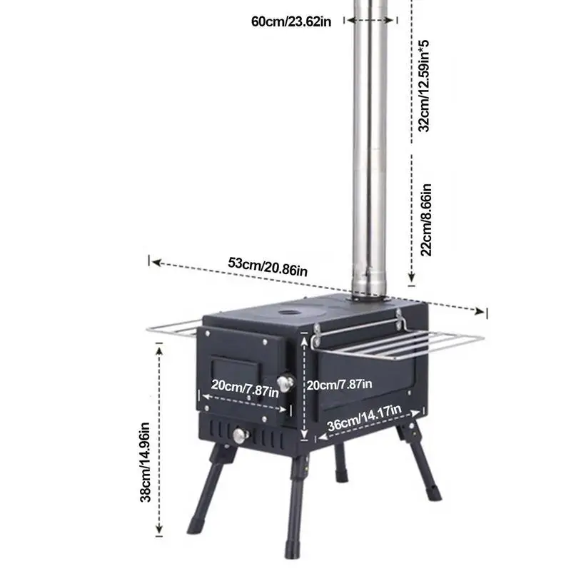 NEW Camping Stainless Steel Wood Stove With Roll Chimney Damper Outdoor Tent  Stove Backpacking Cooking Heating Firewood Stove - AliExpress