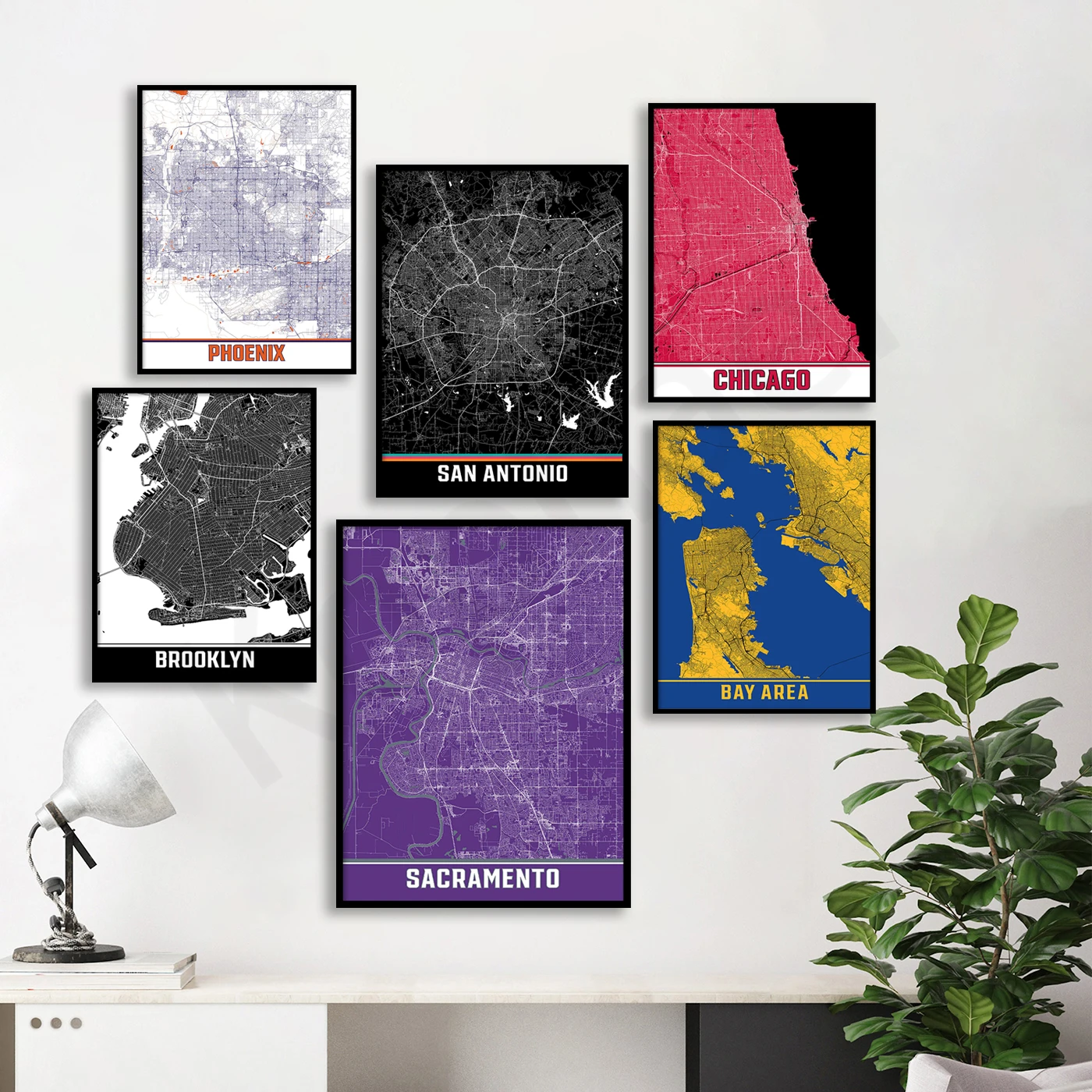 Salt Lake City Pittsburgh Phoenix San Antonio Dallas Chicago Brooklyn Boston Bay Area. Poster Della Mappa Dei Colori Della Città