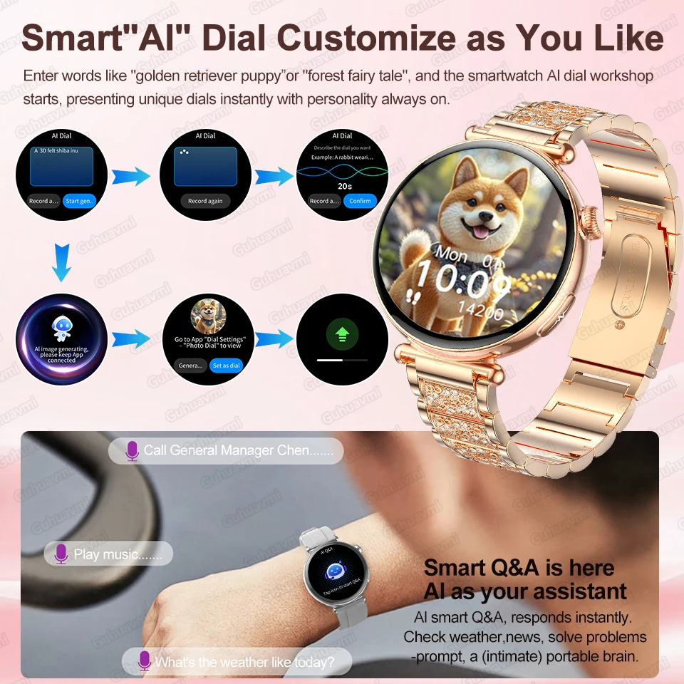 2026 Upgrade Fashion Health Smart Watch For woman ECG Micro Physical Examination Heart Rate Bluetooth Call lady Smart Watch NEW 3