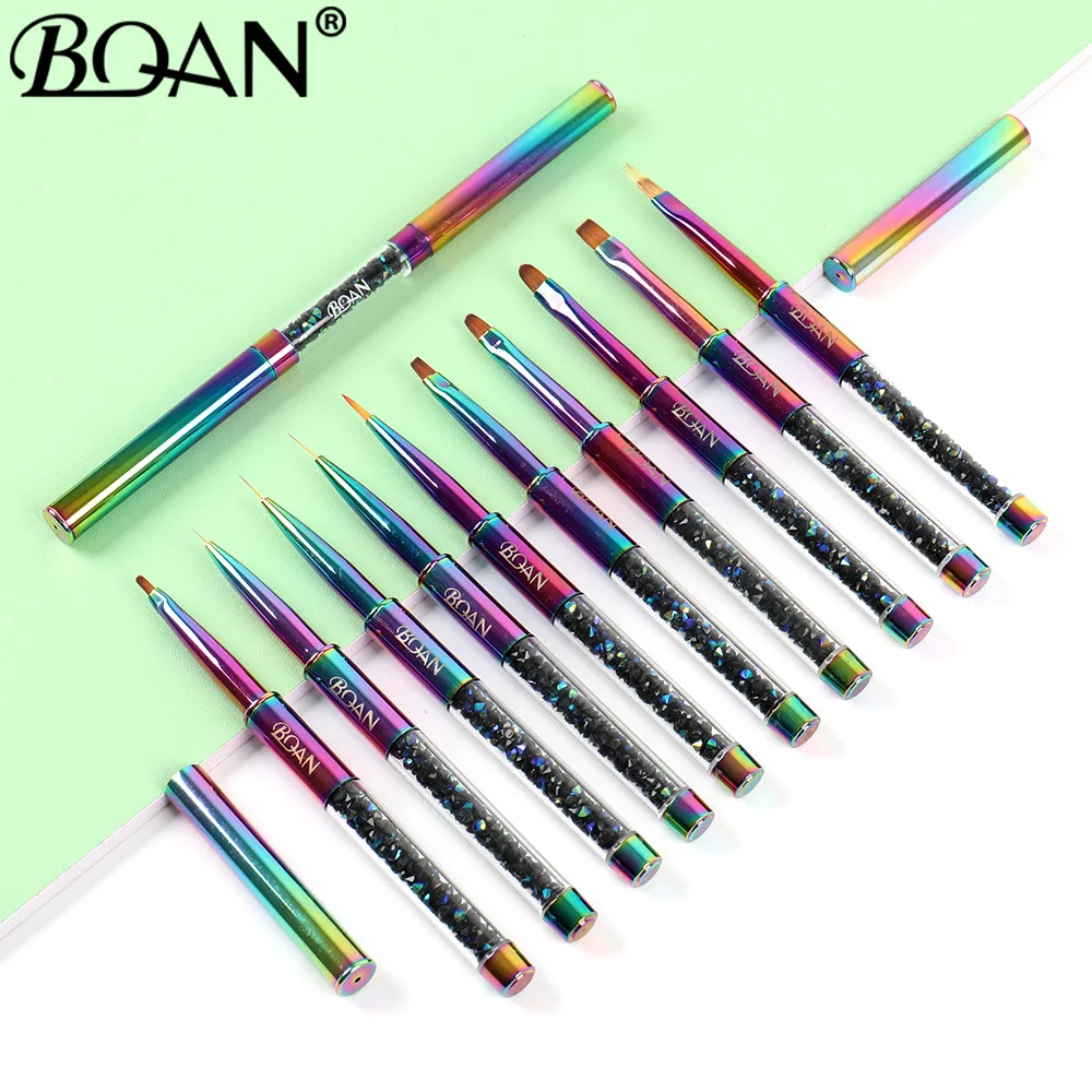 BQAN  Rainbow Liner Nail Brush Nail Art Brush Line Painting Brushes Crystal Acrylic Thin Liner Drawing Pen Manicure Tools UV Gel 3