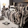 Zebra Print Sofa Knitted Cover Blanket Half Side Velvet Nap Plush Blanket Bed Decoration Bed End Towel Soft Plush Blanket 2