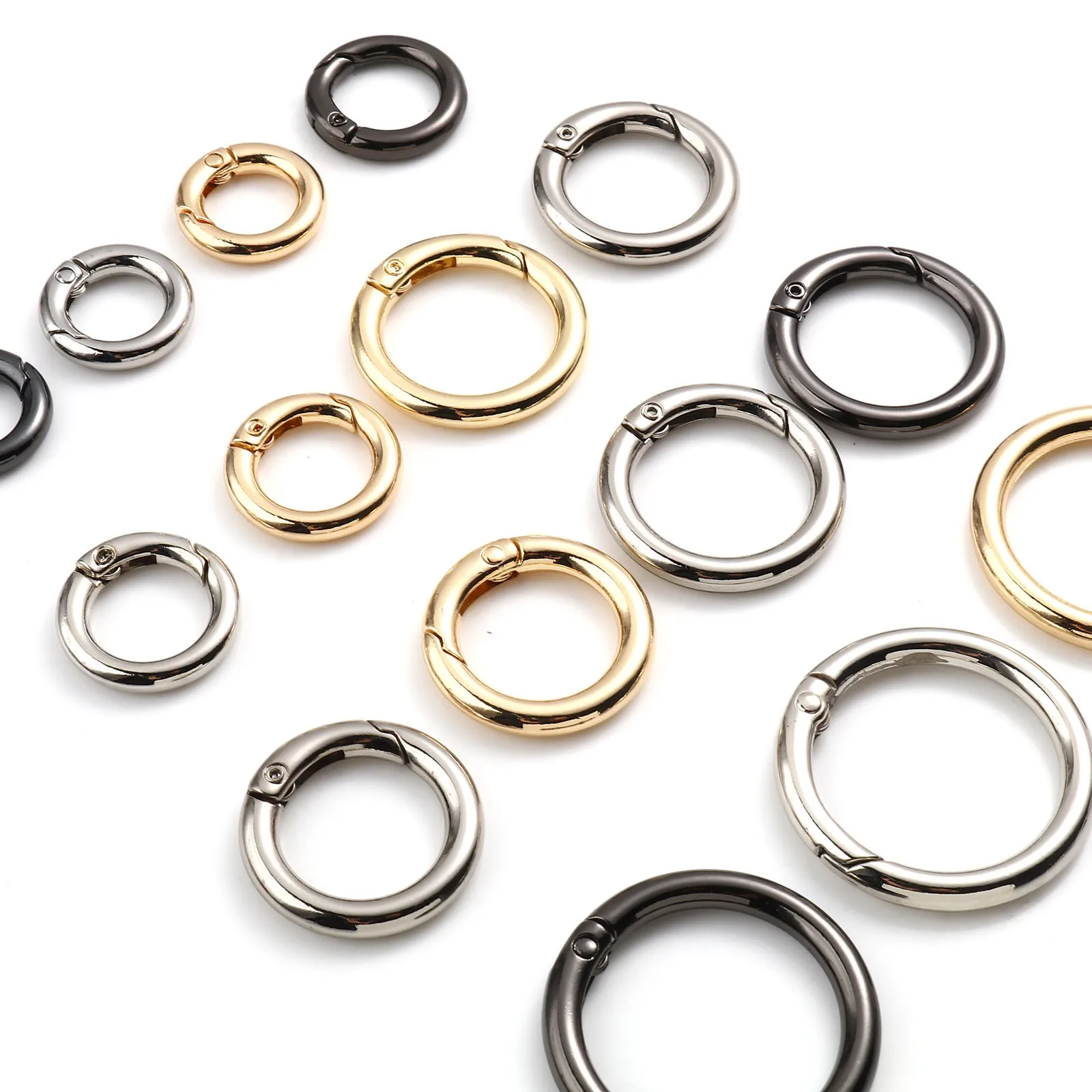 

18-33mm Safety Rings Round Multicolor Gold/Black/Silver Color Metal Charms DIY Making Necklace Keychains Jewelry Findings,10PCs