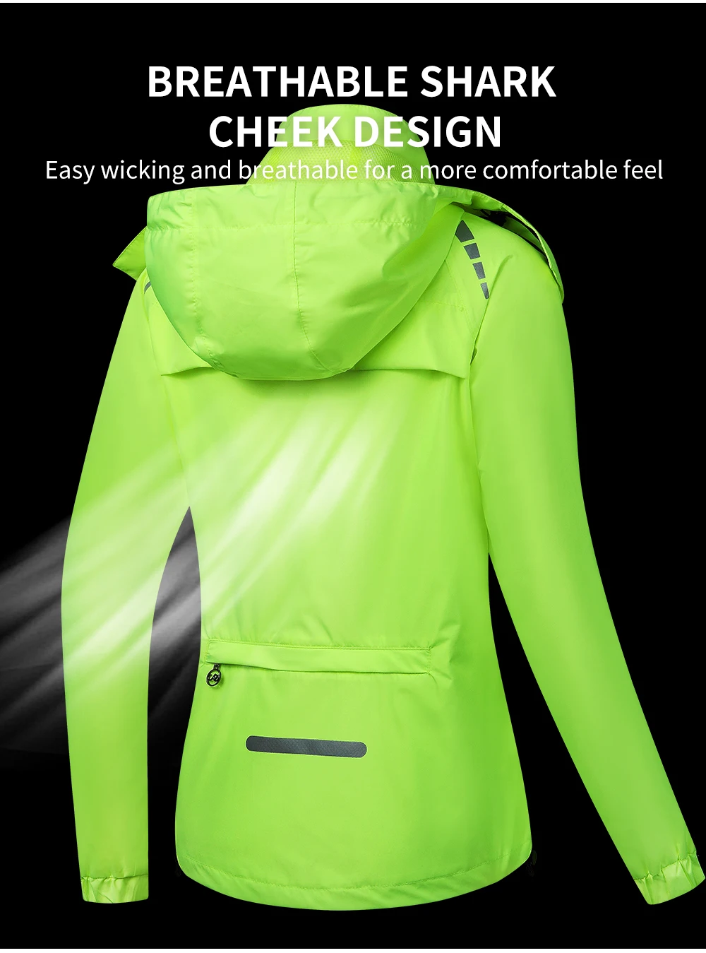 Damen Fahrradjacke Mit Kapuze - Atmungsaktiv Leicht Winddicht (Grün XL)