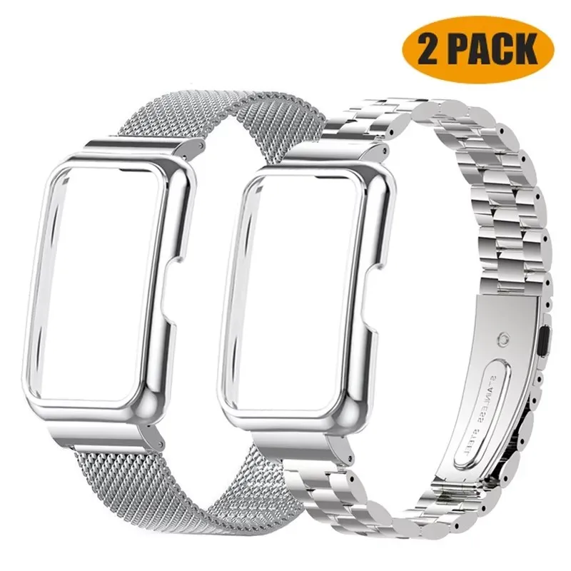 Stainless Steel Smart Watchband with Metal Case Protector and Cover Frames