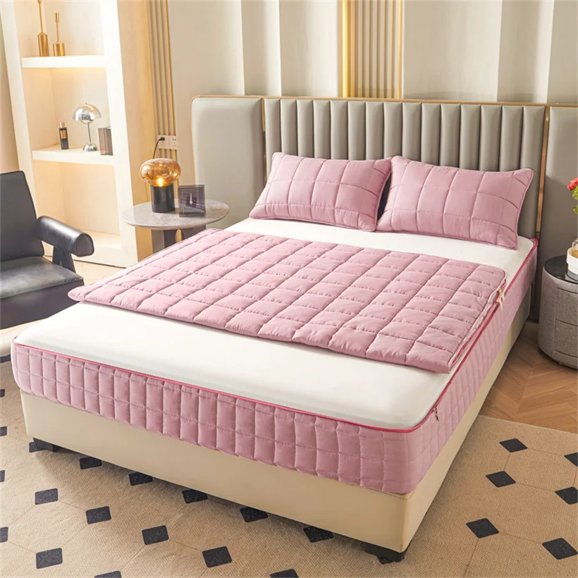 All Inclusive Six Sides Mattress Pad Single Double Queen King Size Mattress Cover with Zipper Quilted Fitted Topper