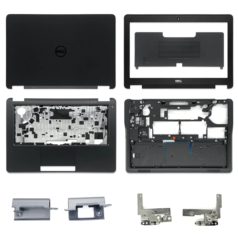 

New For Dell Latitude E7250 LCD Back Cover/Front Bezel/Hinges/Palmrest/Bottom Base Case/Hinge Cover Door Case No Touch Black