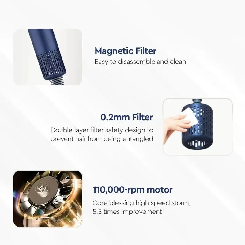 1600W Powerful Leafless Hair Dryers Professional Blow Dryer Negative Ions Blow Hair Dryer With Salon Style 11000RPM Barber 6