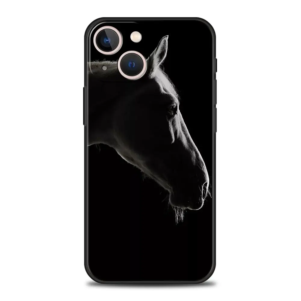 Running Horse Wild Animals Luxury Phone Case - Black Protective Cover