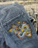 Hip Hop Denim Shorts Summer 2000s Style Chinese Loong Baggy Jeans Gothic Jorts Y2k Retro Blue Men Wide Leg Cargo Gym Shorts 1