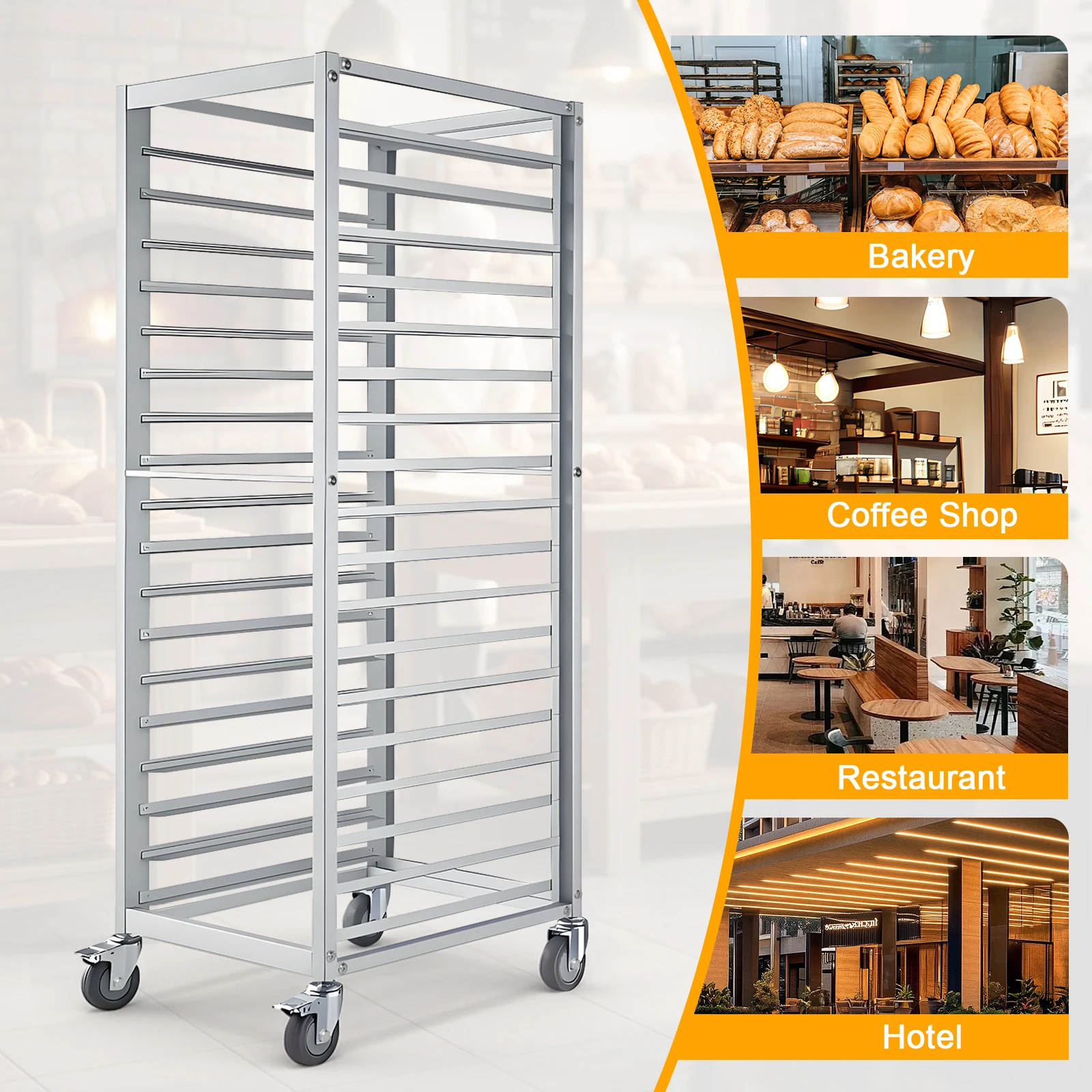 Aluminum Bakery Rack with Wheels for Kitchen Restaurant