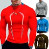 Camiseta de gimnasio de gran tamaño para hombre, camisa deportiva de secado rápido para Fitness, manga larga, Top de culturismo, camiseta de compresión para correr