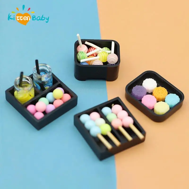 5Pcs 112 Dollhouse Miniature Dessert Plate Tableware Trays for Doll