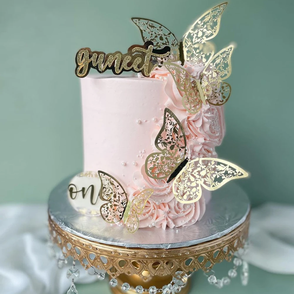 Edible Butterflies Cake Decorations  Golden Butterfly Cake Decoration -  Diy Gold 3d - Aliexpress