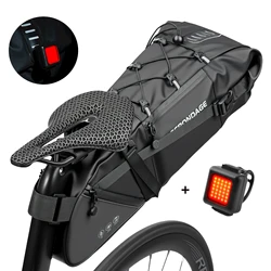 Waterproof 15L Large Capacity Foldable Bike Saddlebag (Bag and light)