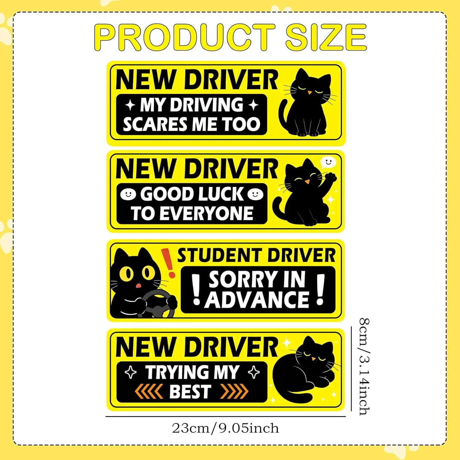 4 Adesivi Magnetici per Auto con Gatti Cartoon | Divertente Cartello per Nuovo Conducente, Decorazione Impermeabile e Riutilizzabile per Auto e Camion - immagine 2