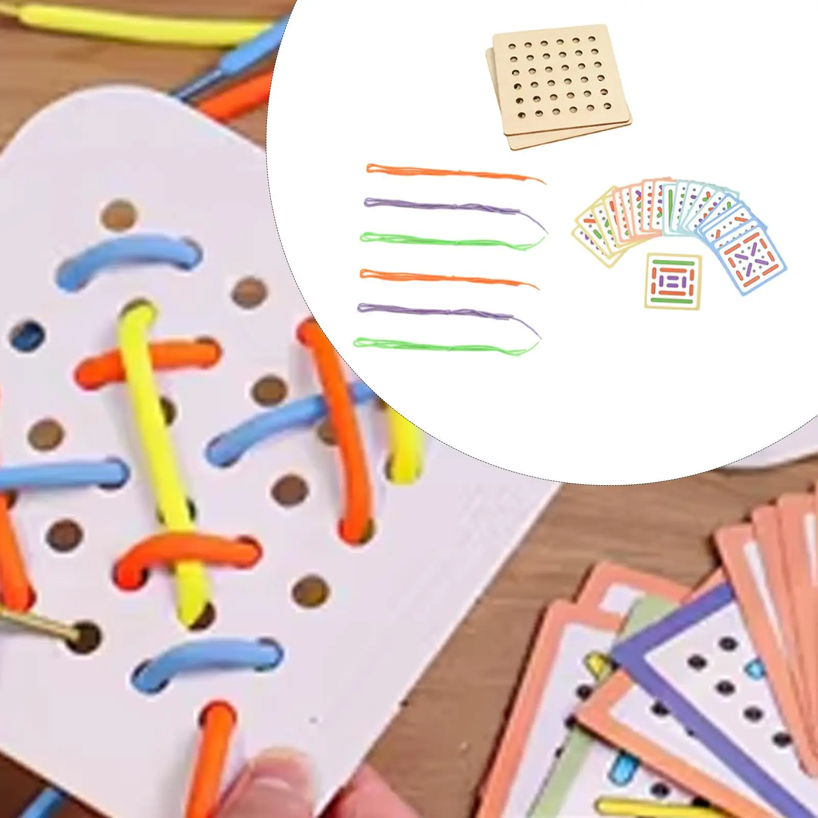 Wooden Threading Toy Wooden Lacing Toys for Kids Educational Toy Montessori Lacing Threading for Children Age 3 4 5 6