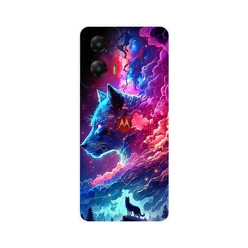 Soft Silicone Wolf and Marble Floral Phone Case Cover