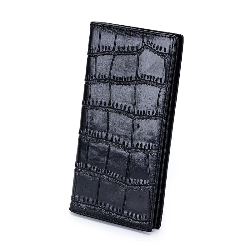 Men's Genuine Leather Wallet with Embossed Stone Pattern