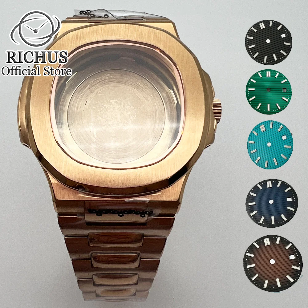 

42mm Rose gold Watch Case With Dial Sapphire Glass fit NH35 NH36 ETA2836 Miyota8215 8205 821A DG2813 3804 ETA2824 PT5000 ST2130