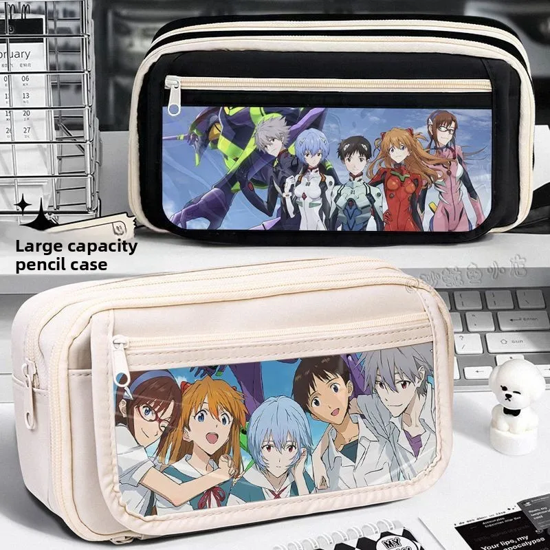 Evangelion Anime Pencil Case - Cute Cartoon Design with Large Capacity for School and Office Use