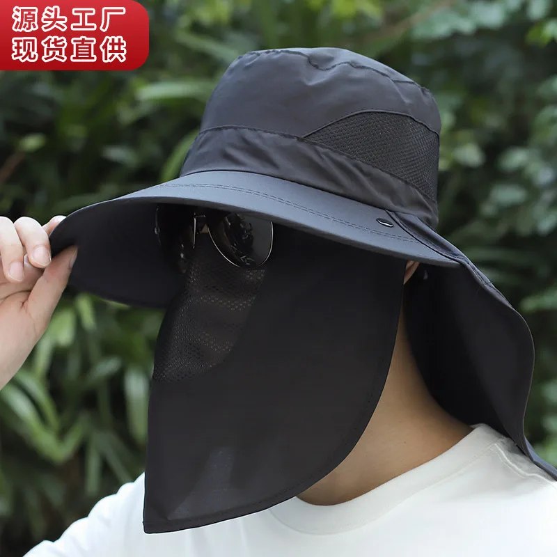 

Baseball Sun Hat Men's Solid Color Sunblock Hat Shawl Neck Guard Breathable UV Insect Resistant Outdoor Hiking Fishing New