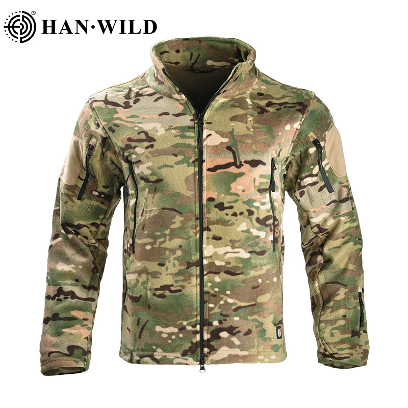 

HAN WILD Men Military Tactical Jacket Thermal Fleece Jackets Windproof Hiking Jacket Hunting Clothes Combat Camping Army Jackets