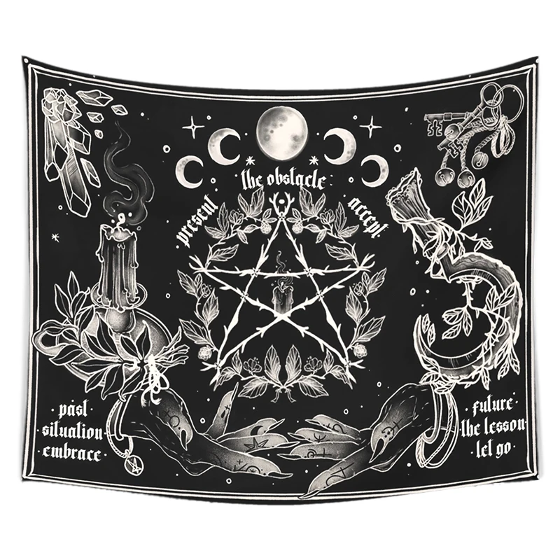 Tapestry Decorations witchcraft Tapestry White and Black Floral Hands Psychedelic magic Hippie Boho Wall Hanging Divination Tapestry bedroom decor