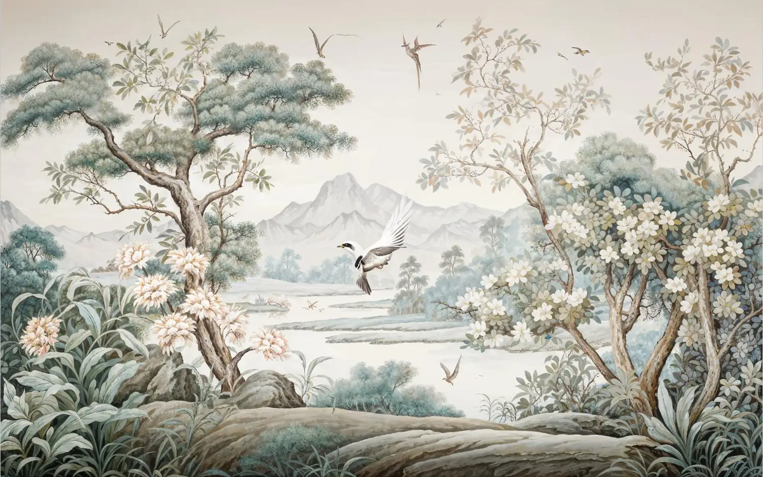 Custom Sakura Abstract Tree Photo Mural Papel