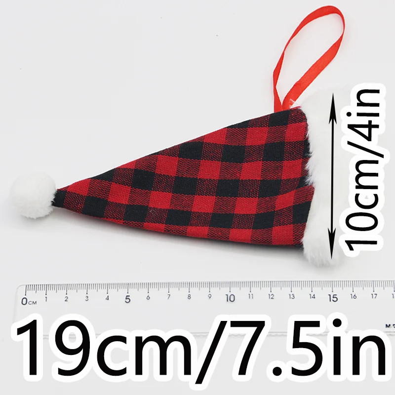 2 Pcs/pack 19cm Plush Checkered Cloth Knife Fork Bag Desktop Tableware Decoration Christmas New Year Decoration Props DIY