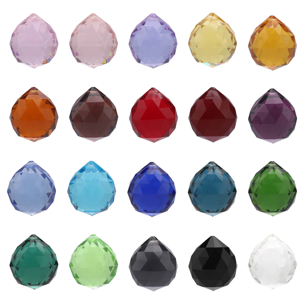 1pcs 20mm/30mm 샹들리에 크리스탈 면처리된 볼 프리즘 다채로운 선캐쳐 풍수 볼 유리 램프 부품 웨딩 홈 장식
