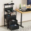 LED Nighstand with Charging Station, Dresser Nightstands with 3 Drawers and LED Lights, Nightstand with 3 Shelf and Hooks 3
