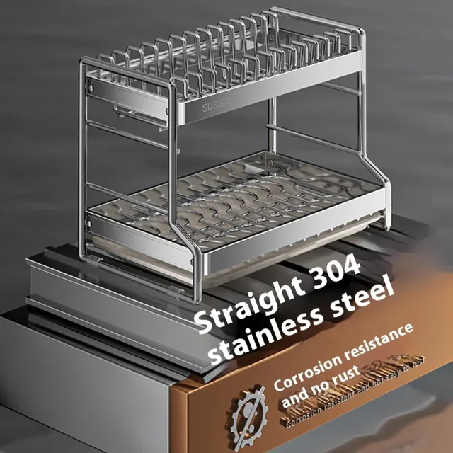 New Dish Drainer Kitchen Storage Organization Stainless Steels Drainer Kitchen Dishes Kitchenware Tableware Drainer Board Rack 3