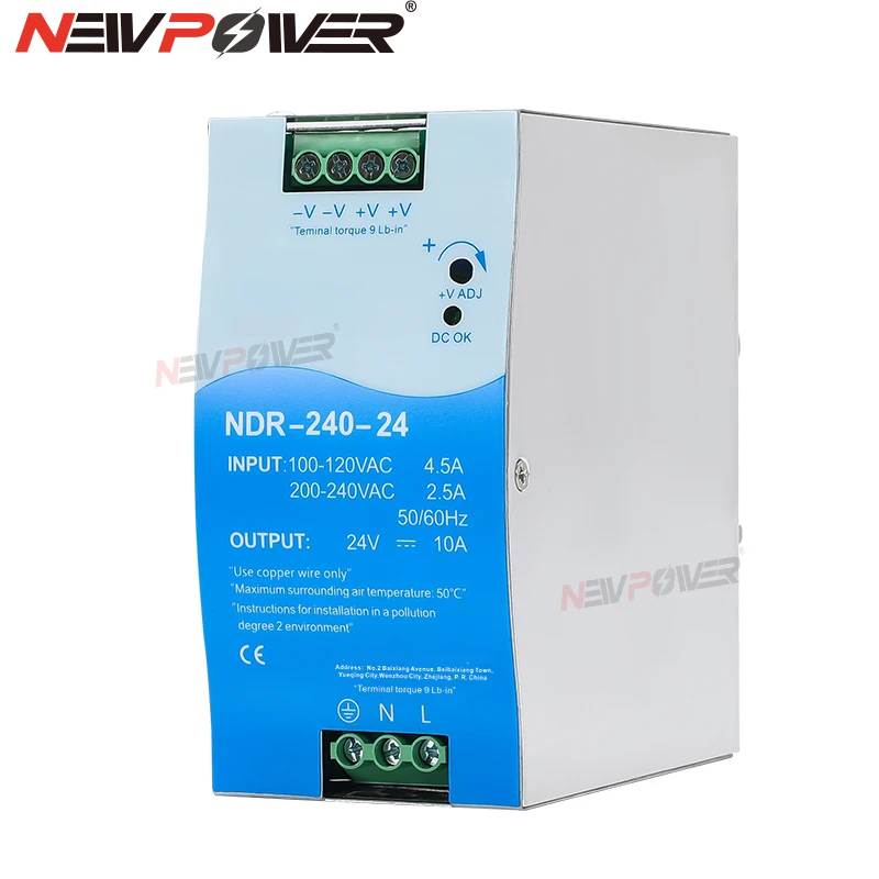 NDR-240-240W-Ultra-Thin-DIN-Rail-Mounted-24V-10A-48V-5A-For-Industrial ...