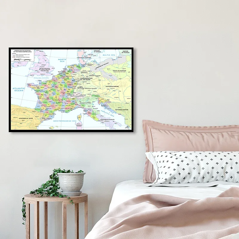 Map of The France 90*60cm In French 1812 Version Wall Art Poster Canvas Painting School Classroom Supplies Home Decor