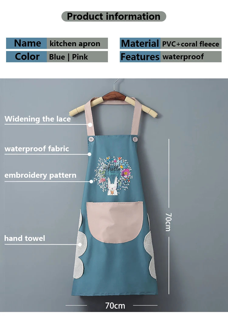 2023 new wipeable waterproof kitchen apron for women: oil-proof apron for baking, cooking, and table vegetable preparation