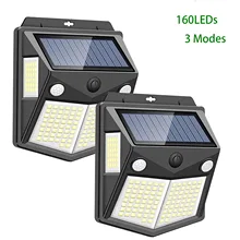 

2pcs Outdoor 160 LED Solar Light Motion Sensor IP65 Waterproof Sunlight Garden Decoration Street Lights Solar Powered Wall Lamp