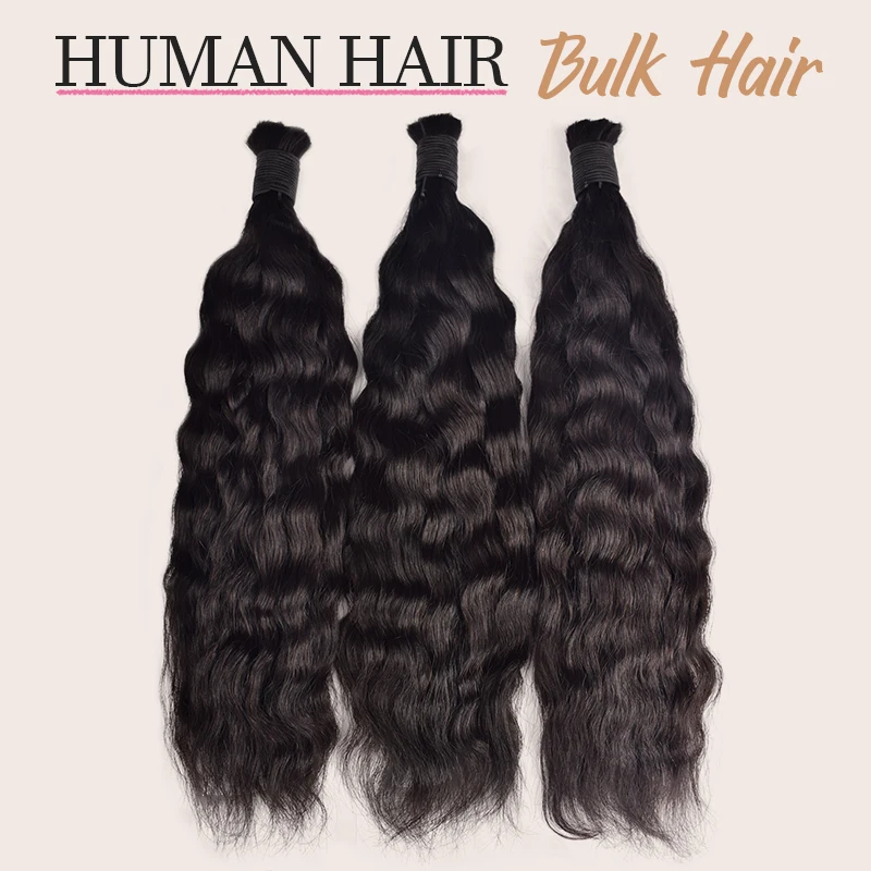 Deep Wavy Humen Boho Braid Hair Humen Curly Bulk Braiding Hair Brazilian Real Bundles Seamless Extension Wigs for Women