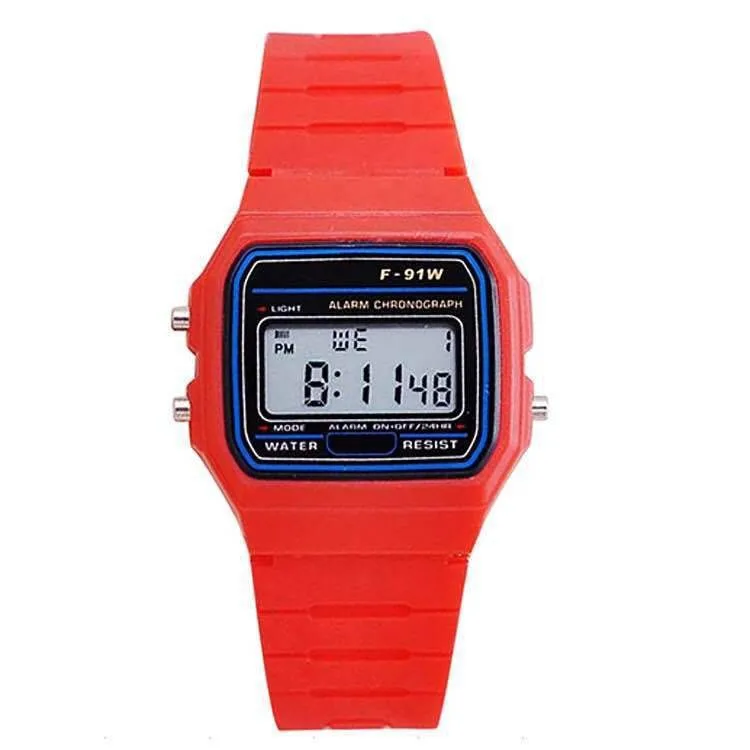 Luxury TOP Brand Ladies Watch Harajuku Silicone WR F91W LED Electronic Waterproof Multifunction Square Digital Watches For Women 6