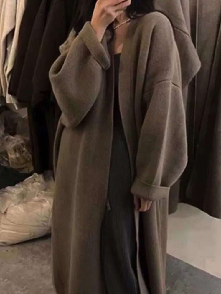 

2023 Vintage Women Long Sleeve Sweater Coat French Elegant Lady Loose Knitted Cardigan Autumn Casual Female Solid New Overcoat
