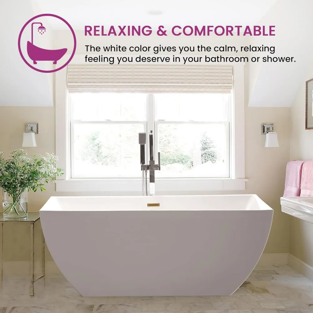 59" X 30" Acrylic Freestanding Bathtub | Home Improvement Bathtubs with Contemporary Design for Soaking and Bathing 3