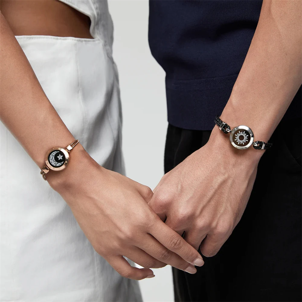 TOTWOO 커플용 장거리 팔찌, 장거리 관계 선물, 스마트 페어링 주얼리, 진동 및 발광 팔찌