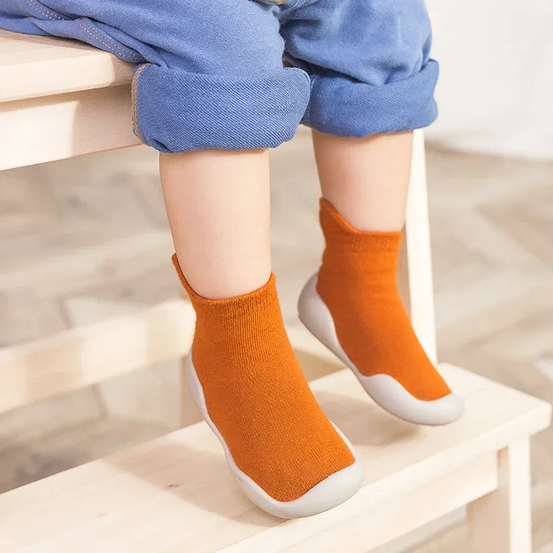 Spring and Autumn Children's Walking Shoes Soft Sole Silicone Cartoon Pure Cotton Baby Shoes Kindergarten Baby Socks Shoes 3