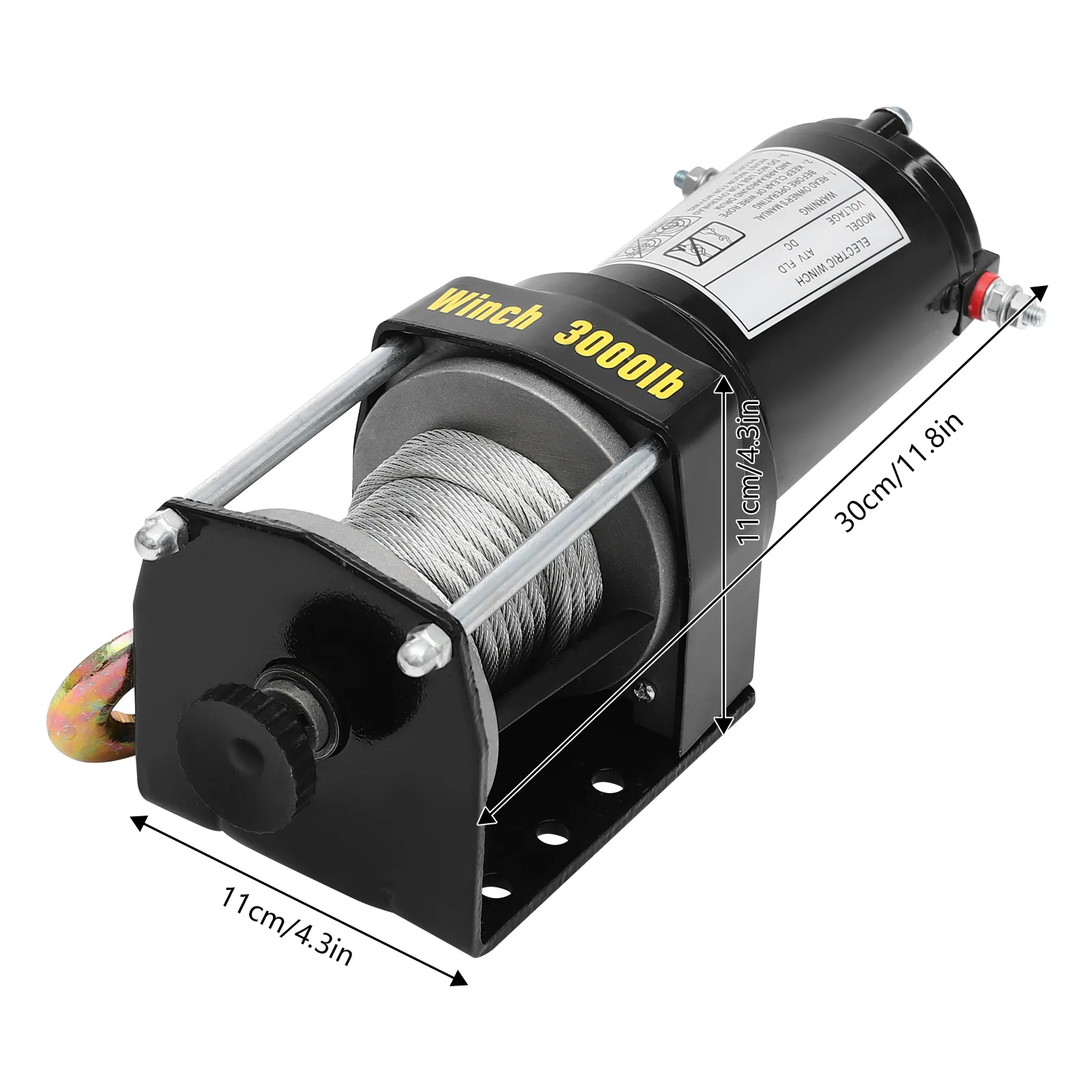 12 V elektrische Winde, 3000 lbs elektrisches Winden-Set, elektrische Winde mit kabelgebundener Steuerung, 136:1 Übersetzungsverhältnis, IP54 wasserdichte Bewertung – Detail 2